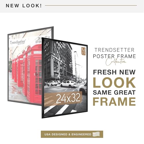 MCS Trendsetter 24x32 Poster Frame Black High-Gloss, Vertical & Horizontal Wall Hanging Large Picture Frame for Photos, Posters & Art Prints (1-Pack)