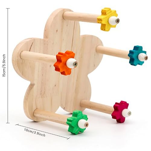 Image of Bird Toy Rotating Perch Toy with Bearings,Wooden Parrots Ferris Wheel Toy with Perches, Hanging Bird Stand Cage Accessories for Parakeet Parrot, Cockatiel, Budgerigar Diameter 15cm