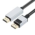 LUKFOCAB 4K 60Hz DisplayPort to HDMI Cable Adapter, 1.65FT/0.5M Short DP 1.2 to HDMI 1.4 Male UHD Cord, Braided Uni-Directional Cord for Dell, NVIDIA, AMD, Lenovo, HP, Monitor, Projector, Desktop