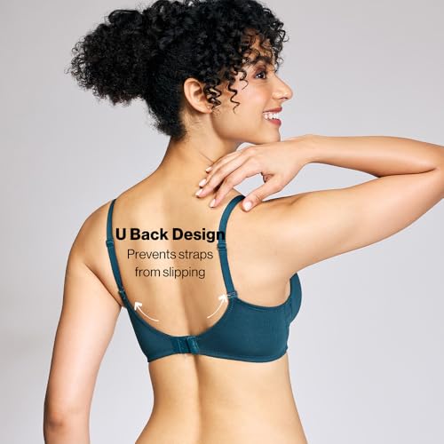 Image of NYKD NYB198 Cotton Lightly Padded Non Wired 3 /4th Coverage T-Shirt Bra Multiway Detachable Straps Invisible Under Clothes