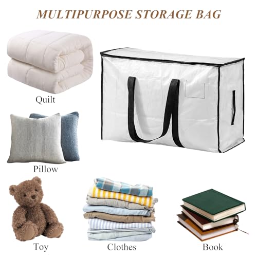 Grands sacs de rangement transparents 69x35x38 cm imperméables avec fermeture éclair - 6