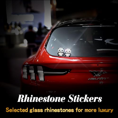Image of 2Pcs Bling Panda Rhinestone Stickers Car Stickers and Decals for Women Bling Car Accessories Cover Scratches Mobile Phones Tablets Computers Notepads Water Cups Stickers Decals and Decorations