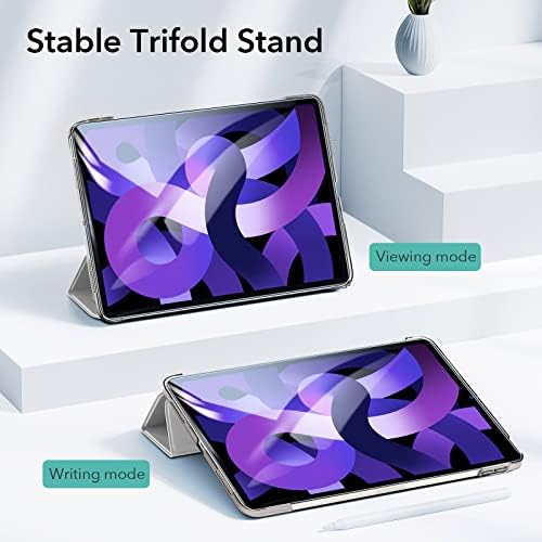 ESR Kompatybilny z iPadem Air 5 generacji i iPadem Air 4 generacji (10,9 cala), trzy klapki Smart Case z zapięciem, seria Ascend, szary