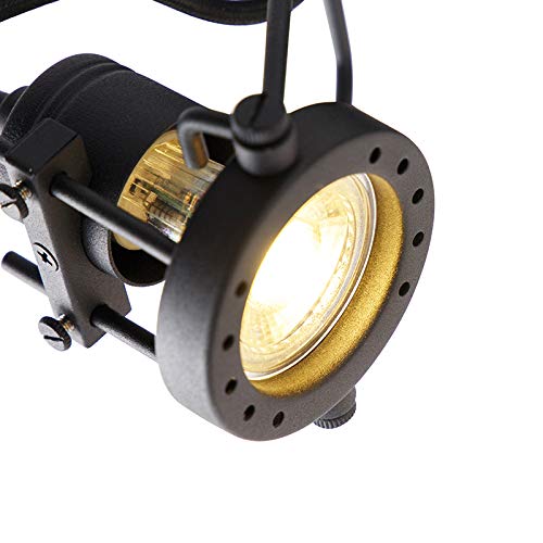 Qazqa Verstellbarer Deckenstrahler, Deckenspot - Suplux - Schwarz, max. 10W, Geeignet für LED, 36cm, 3-flammig, Ideal als Wohnzimmerlampe, Küche lampe