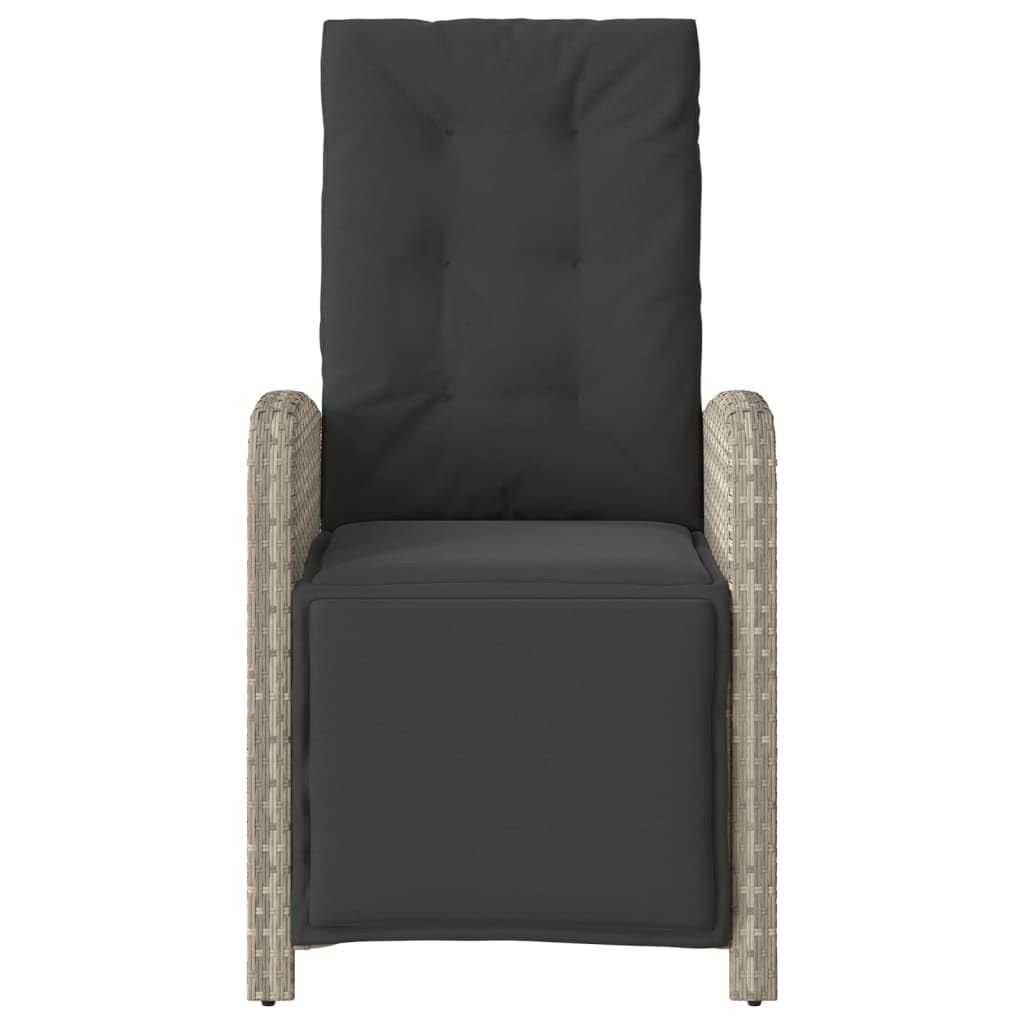 Festnight 2X Sillón Reclinable de Ratán para Exteriores con Cojines, Sillón Reclinable Jardín, Sofá de Ratán Ajustable, Sillón Exterior Terraza Balcón Butaca Patio,Gris Claro(con reposapiés)