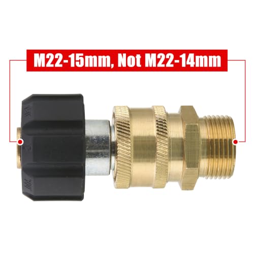 Image of Tool Daily Pressure Washer Adapter Set, Quick Connect Kit, Metric M22 15mm Female to M22 Male Fitting, 5000 PSI