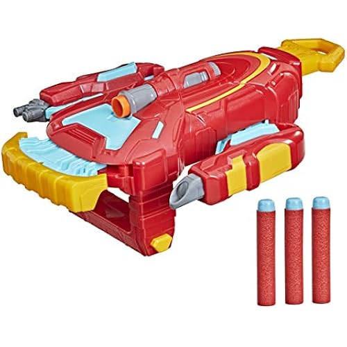 Avengers Marvel Mech Strike Iron Man Strikeshot Gauntlet Role Play Toy with 3 NERF Darts, Pull Handle to Expand, for Kids Ages 5 and Up