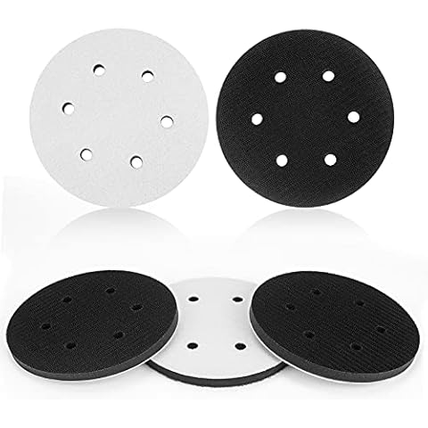 5 Pack 6 Inch 6 Hole Hook and Loop Soft Density Interface Buffer Pad 6" Sponge Cushion Buffing Backing Pads Cover