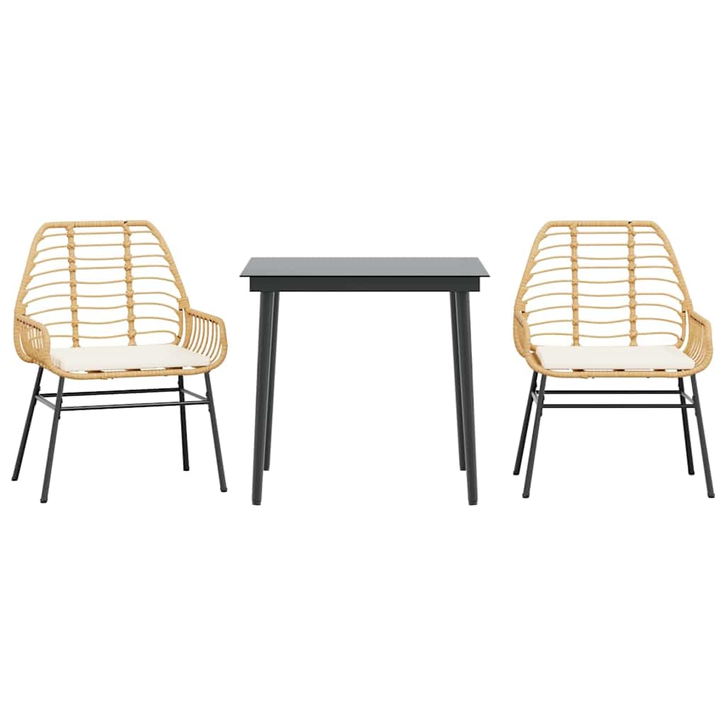 Ensemble de salle à manger de jardin 7 pièces en rotin synthétique avec plateau en verre, facile d'entretien, en rotin PE avec structure en acier, chaises de jardin avec accoudoirs et table à
