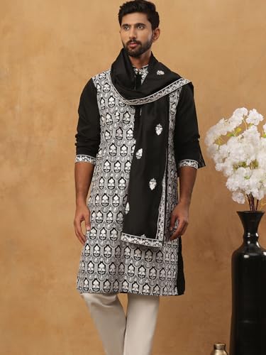 Image of Jompers Silk Blend Embroidered Kurta Pyjama Dupatta Set