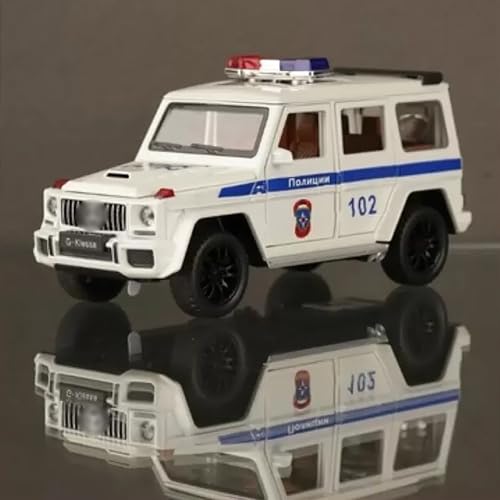 Image of 1:32 Scale G Wagon Police Toy Car for Kids Police Diecast Metal Car Sound Light Pull Back Openable Door