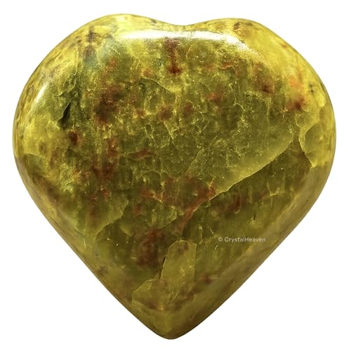 Image of Crystal Heaven Certified Green Opal Heart Palm Pebbles Stones For Anxiety Stress Relief Massage - Aaa Grade Original Healing Gemstone Agate Heart Palm Stone For Yoga Meditation Spiritual