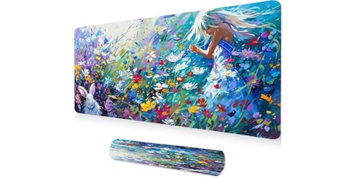 Tapis de souris XXL 900x500mm grand format Beauté Pure avec bords cousus