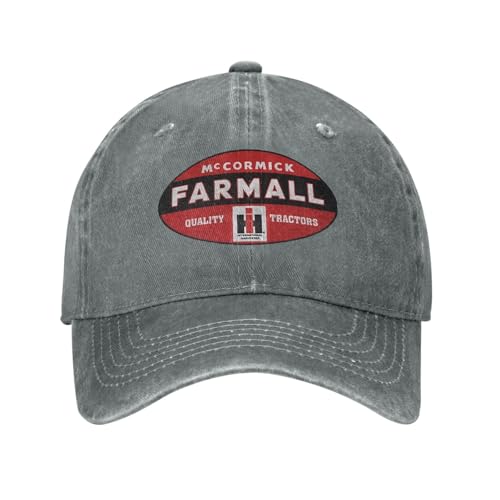 Farm-All Tractors Vintage Washed Plain Baseball Cap Distressed Dad Golf Hat for Men Women Gray