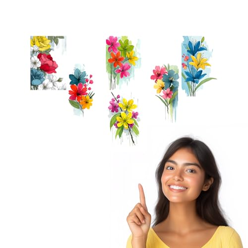 Image of SiddArtify Floral Wall Art Prints Set - Watercolor Flower Poster Decor for Living Room Bedroom Office - Set of 2-4x6 Inch - Board (Pack of 6) - Sticker (Pack of 6)