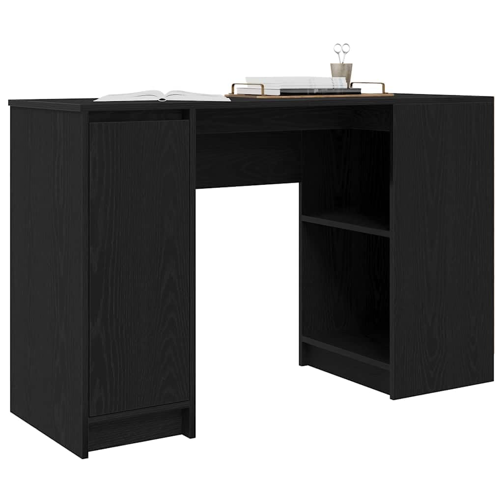 Scrivania nera effetto rovere, 120 x 42 x 76 cm, in legno, scrivania per computer, ufficio, studio, segretario, home office, postazione di lavoro, mobile con spazio e robusto piano del tavolo