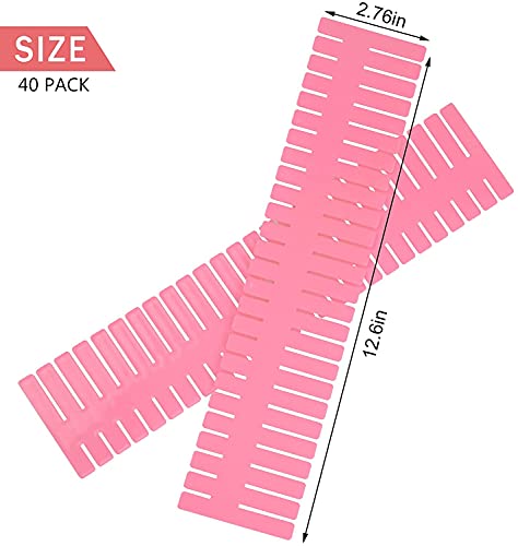 Image of 40Pcs Drawer Dividers, Adjustable Drawer Organizer for Socks, Underwear, Makeup, Can Help Tidy Kitchen, Bedroom, Dresser Pink