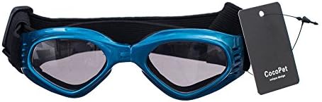 [New Version] CocoPet Adorable Dog Goggles Pet Sunglasses Eye Wear UV Protection Waterproof Sunglasses for Puppy Dogs Small Medium White Blue