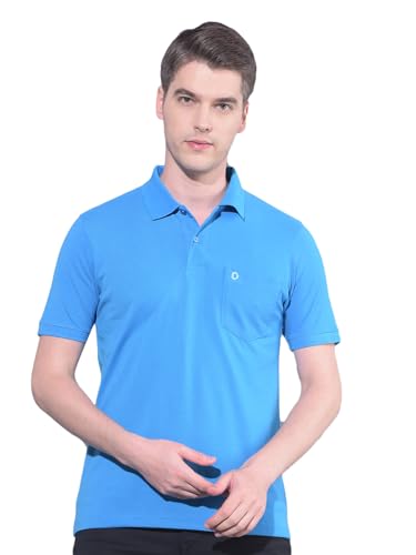 Image of Dollar Men's Pack of 1 Solid Cotton Blend Polo Neck T-Shirt