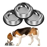 Loopunk 3 Pcs Steel Dog Bowls, 8oz Stainless Steel Dog Bowlwith Rubber Base for Small/Medium/Large Dogs, Cats, Puppy Rabbit and Kitten, Pets Feeder Bowl and Water Bowl Perfect Choice