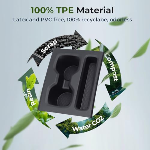 Image of Cup Holder Inserts for Chevrolet Silverado EV WT 2026 2025 2024 (Not for RST /LT), Interior Accessories TPE Center Console Car Cup Holders Covers Protector, Black