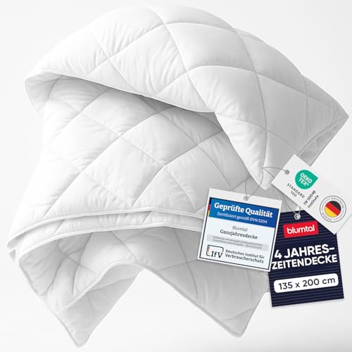 Blumtal 4 Jahreszeiten Bettdecke 135 x 200 cm - OEKO-TEX zertifizierte Steppdecke 135x200 cm - zusammenknöpfbare vier-Jahreszeiten-Bettdecke - Sommerdecke + Winterdecke - kombinierte Ganzjahresdecke