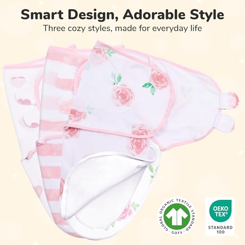 Image of Mama Cheetah Baby Swaddle Sack, 100% Organic Cotton Swaddling Sleep Sack 3-Pack, Infant Blanket, Swaddle Wrap, Easy Swaddles for Girls Large 3-6 Months