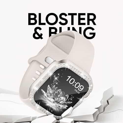Compatible for Apple Watch Bands 40mm 41mm 44mm 45mm 42mm 46mm with Screen Protector Case Women, Silicone Strap Bling Diamond Protective Cover Tempered Glass for iWatch Series 10 9 8 7 6 5 4 3 11 SE by Adorique - Used condition - Image 3