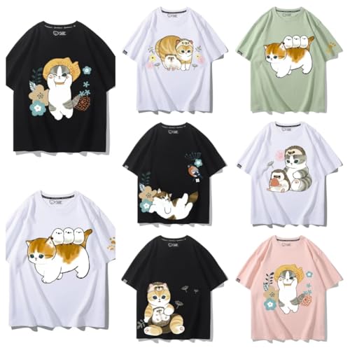 [Zokeny] 猫 モフ-サンド Tシャツ 半袖 インナーシャツ サメ猫 ネコ 丸襟 上着 T-shirt メンズ 運動服 夏服 おしゃれ ファッション トップス 吸汗速乾 かわいい カジュアル 記念シャツ プレゼント 男女兼用 (L,B)のサムネイル