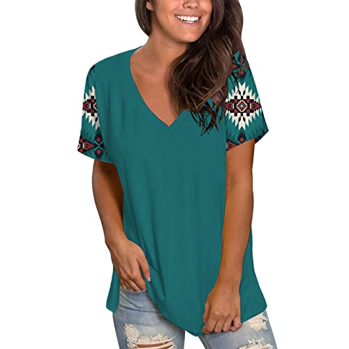 Blouses for Women Casual,Cold Shoulder Tops for Women,Summer Fashion Solid Lace Splicing Tops Shirts Loose Short Sleeve O-Neck Blouse Tees Tshirts Shirts for Women Boho Clothing for Women Green
