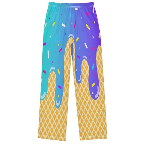 Boy's Pants Mint Purple Ice Cream Jogger Pants Elastic Waist Long Bottoms Trousers with Pockets 6-14 Years
