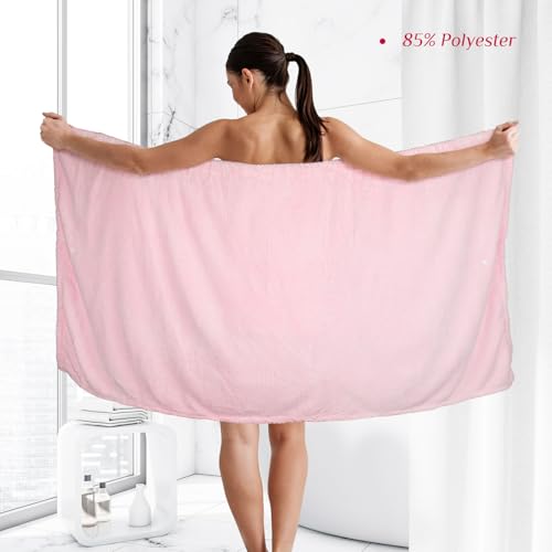 Image of Tigeen 4 Pcs Spa Wrap Towel Wrap for Women Spa Robe with Adjustable Closure Elastic Top Lightweight Wraps for Bath Shower (Pink,M)