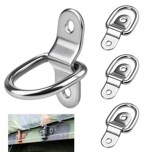 ddckj 4 Stück D Ring Zurrösen Edelstahl Zurrösen für Anhänger D Rings Heavy Duty für LKW SUVs Anhänger Wohnmobil Zubehör Boot Bootszubehör pkw Kajak Camping