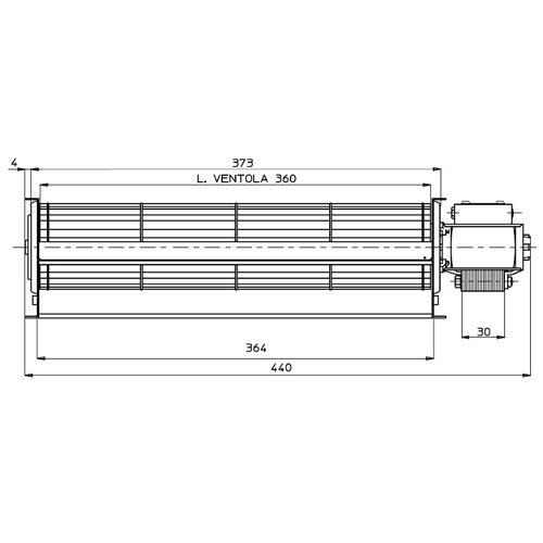 Easyricambi Motore Ventilatore TANGENZIALE per Stufa A Pellet 42W TG6 360MM EMMEVI FERGAS - Made in Italy