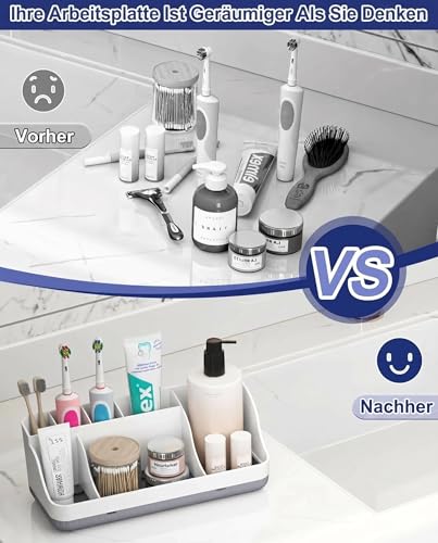 7-Fach herausnehmbarer Zahnbürstenhalter – Rutschfester Bad-Organizer für elektrische Zahnbürsten & Zahnpasta, platzsparende Aufbewahrung für Badezimmer-Kommode, geeignet für Erwachsene & Kinder