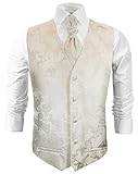 Paul Malone Hochzeitswesten Set 5tlg Ivory Paisley + Casa Moda Hochzeitshemd Weiss
