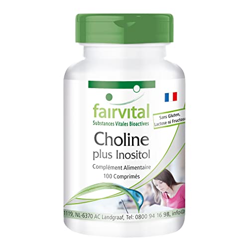 Fairvital | Choline, plus inositol - VRAC pour 100 jours - VEGAN - Fortement dosé - 100 comprimés