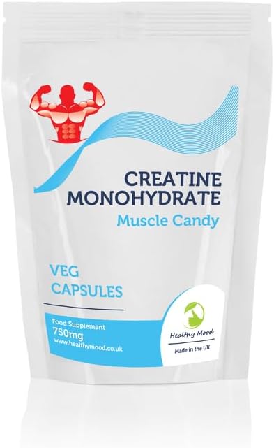 Creatine Monohydrate Capsules 750mg Veg HPMC x500 Capsules Muscle Candy Ergogenic Aid Health Supplements Healthy Mood UK
