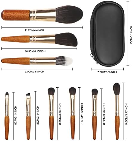Arqumi Makeup Brushes Set, 9PCS Portable Travel Make Up Brush, Mini Sized Foundation Cosmetic Brushes Kit for Eyeshadow Eyebrow with Storage Case, Prefect for Travel or On the Go Brown
