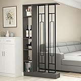 Wall Room Divider - Freestanding Wood Room Divider with Shelves, Wall Divider with Storage Cabinet, Easy Assembly Freestanding Decor for Bedroom, Office