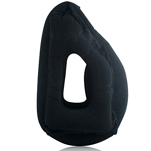 Denshine - Cuscino gonfiabile da viaggio, per aereo, con corpo completo e supporto per testa, cuscino da ufficio, con maschera, perfetto per viaggi, ufficio, casa, campeggio, Nero  (Nero) - Denshine-123