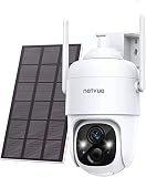 NETVUE Solar Security Cameras Wireless Outdoor 3MP Camera 2.4G WiFi 360° View PTZ. Strobe Light/Spot
