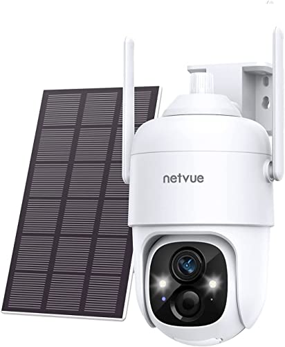 Netvue Solar Security Cameras Wireless Outdoor 3Mp Camera 2.4G Wifi 360° View Ptz. Strobe Light/Spotlight Home Security System With Motion Detection And Siren, Two-Way Audio, Color Night Vision #TOP21