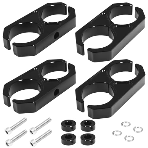 4PCS Universal T6 Aluminum Shock Reservoir Mounting Brackets – 1.75” to 2” Clamp, Heavy-Duty Stainless Bolts, Compatible with Bilstein 5160 (25-237429) & Other Remote Reservoir Shocks (4)