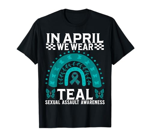 In April We Wear Teal Sexual Assault Awareness Gifts Women Camiseta