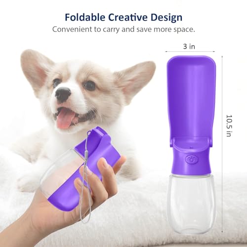 Image of WePet Foldable Portable Dog Water Bottle Puppy Water Dispenser with Drinking Feeder, 12 OZ, High-Temperature Resistant Leak Proof for Pets Outdoor Walking, Hiking, Travel, Food Grade Plastic BPA Free
