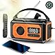 12000 MAh Notfall-Wetterradio, Tragbares Notfall-Wetterradio, Solarradio, Handkurbel-Wetterradio mit Taschenlampe, LED-Leselampe für Camping (ORANGE)