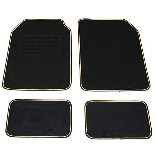 DBS - Alfombrillas de Coche/Automóvil - 4 Unidades : Delanteras + Traseras - Universales - Amarillo - Antideslizantes, Estándar