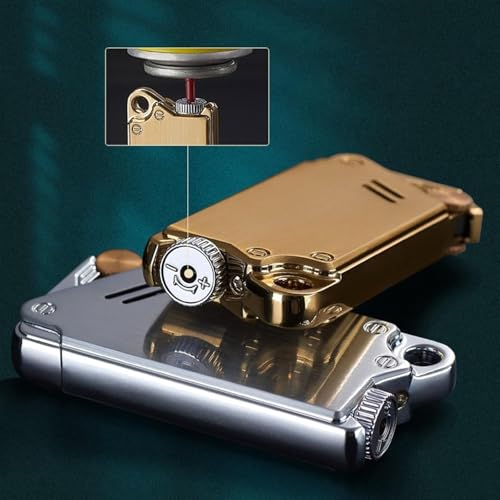 Encendedor portátil recargable con rueda de metal dorado miniatura 3