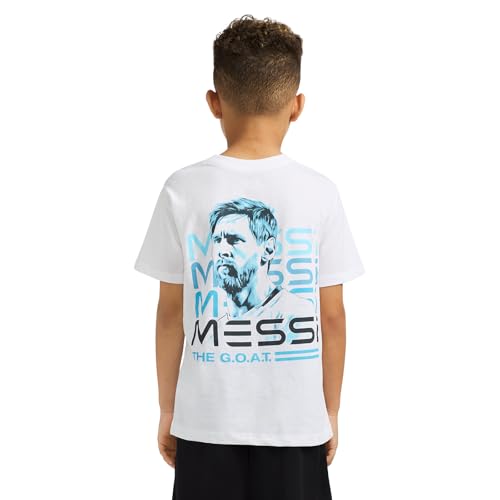 Image of Messi Boys' Lifestyle Short Sleeve T-Shirt, Slim-fit Graphic Tee, Cotton Blend Fabric